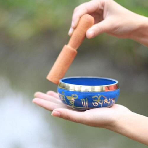 Nepal Handmade Tibet Buddha Sound Bowl Yoga Meditation Chanting Bowl Brass Chime Handicraft Music Therapy Tibetan Singing Bowl