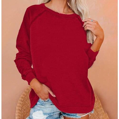 Oversized Hoodies Women Casual Sweatshirt Loose Fashion Solid Color O-neck Long Sleeve Sweater Elegant Womens Sweatshirt Anime