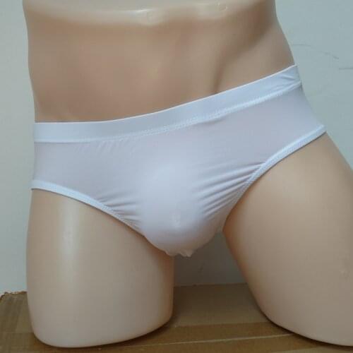 1PCS Sexy Mens Underwear Transparent Ice Silk Briefs G-string Smooth Breathable Thongs Low Rise Seamless Gay Men Briefs