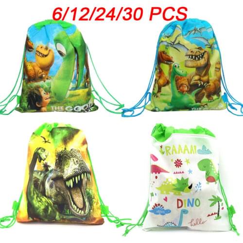 Cartoon Dinosaur Party Bags For Kids Birthday Drawstring Backpack Non-Woven Fabric Child School Bag Organizer Pouch Laundry Bag