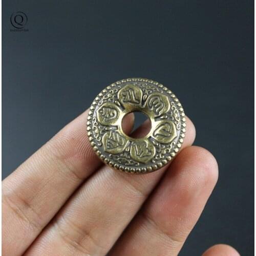 Vintage Copper Six Sons True Word Wheel Buddha Pendants for Necklace Keychains Brass Key Chains Hanging Trinket Lucky Keyrings