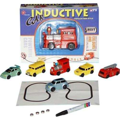 Magic Pen Inductive Car Truck Follow Any Drawn Black Line Track Mini Toy Engineering Vehicles Educational Toy