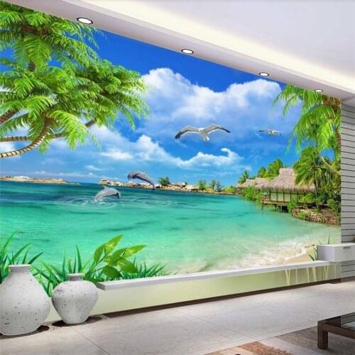 Wellyu High-definition coconut landscape television sofa living room wall custom large mural wallpaper papel de parede