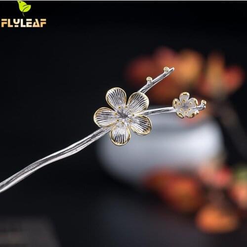 Chinese Retro Style Plum Blossom Hairpin For Women Original Handmade 925 Sterling Silver Elegant Female Hair Sticks 2021 New