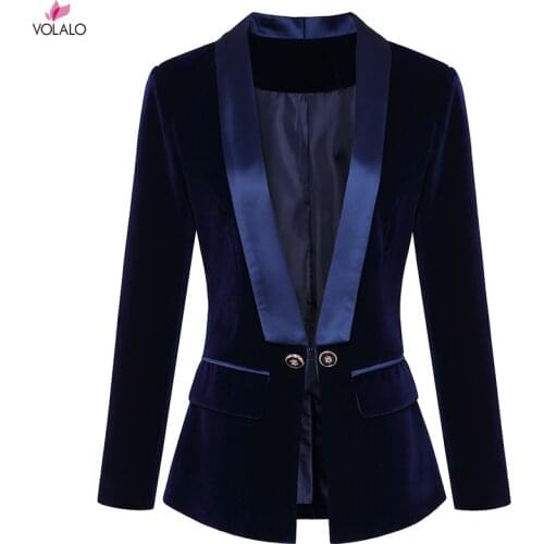 Women Autumn Winter Blazers and Jackets Fashion Shawl Lapel Slim Velvet Suit Jacket Coat Blazer Feminino