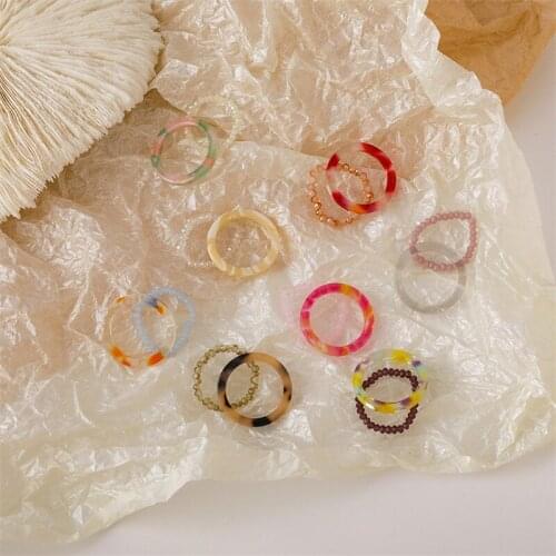 Cute Colorful Leopard Print Ring Acrylic For Women Girls Fashion Korean Acetic Acid Finger Jewelry Party Gifts 2 Pieces