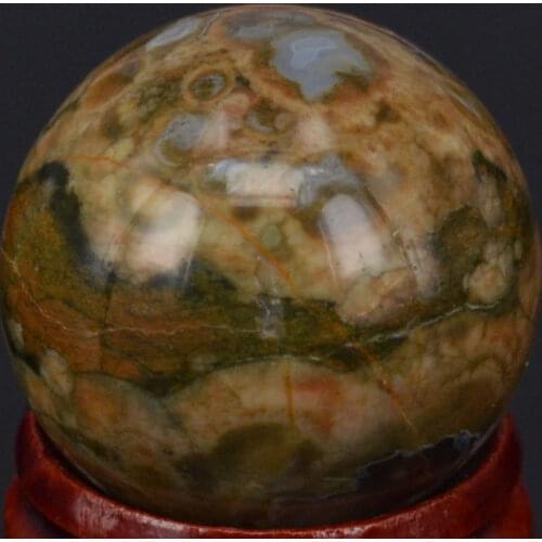 1.2") 30MM Natural Gemstone Green Rainforest Jasper Sphere Crystal Globe Ball Chakra Healing Reiki Stone Carving Crafts,Mineral