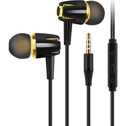 1pcs With microphone Straight-inserted In-ear Eardphone Portable Line Control With Wheat Sports Wweat-proof Subwoofer Earphones