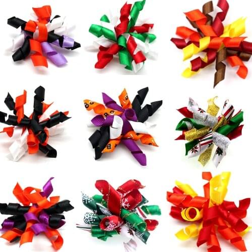 100pcs Dog Bows Dog Christmas Accessories Pet Dog Hair Bows Rubber Bands Halloween Dog Grooming Bows Pet Supplies Samll Dog Bows