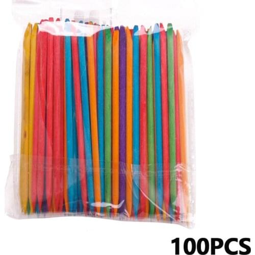 100Pcs/Pack Orange Cuticle Pusher Wooden Manicure Stick Dead Skin Remove Pedicure Care Set Nail Art Tools