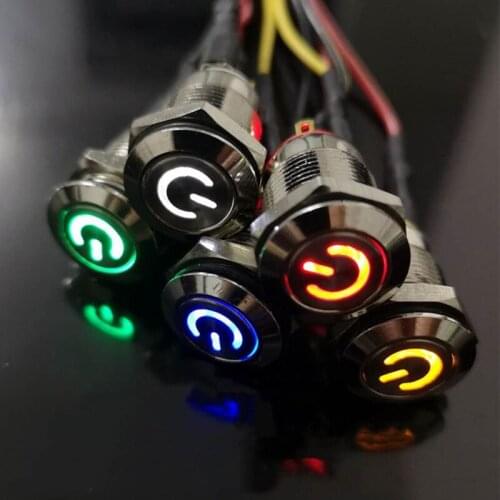 12mm Metal Button Waterproof Reset Switch Stepless LED With Light IP65 Genuine Computer Start