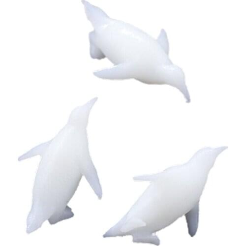 3 Pcs/Set Soft Plastic Penguin Models Epoxy Landscape Filling Material 3D Mini Animals Modeling Resin Jewelry Filler