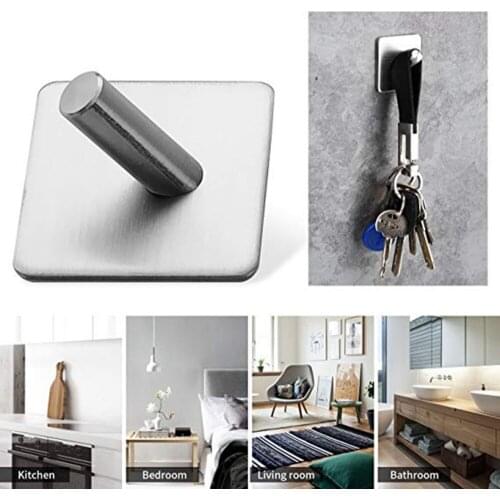 4 Pcs Self Adhesive Towel Racks Wall Hooks Towel Rack Hat Towel Robe Coat Stick-up Stainless Steel Hanger for Kitchen Bathrooms