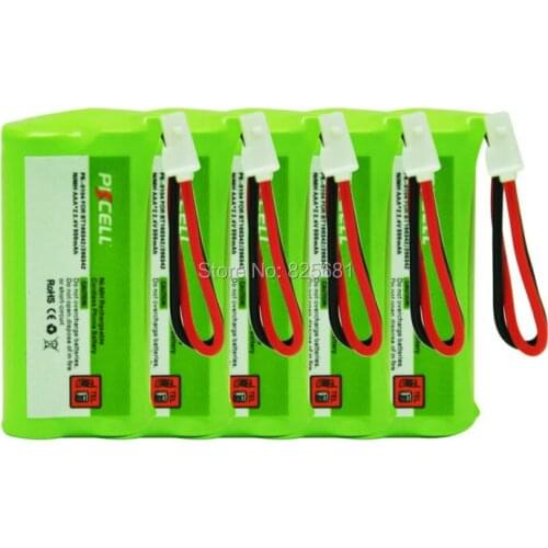 5pcs 2.4 Volt Ni-MH Battery Pack AAA 800mAh 2.4V NiMH Rechargeable Cordless Phone Battery for BT166342/266342 JST-HE (PK-0104)