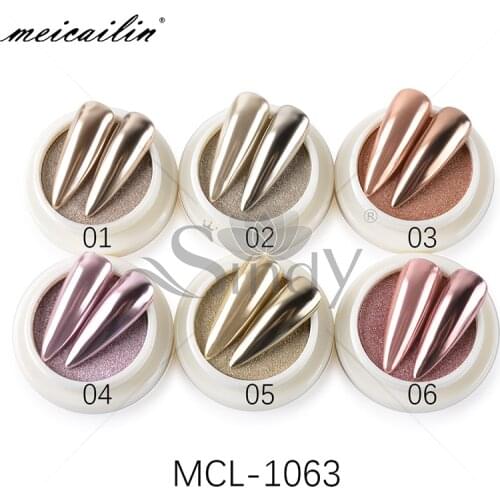 6 Color 1.5g Eyeshadow Mirror Nail Glitter Powder Solid Magic Holographic Pigment Rose Gold Shining Chrome Manicure Decoration