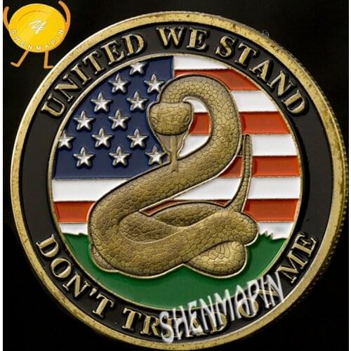 American Revolutionary War Rattlesnake Commemorative Coin Marine Corps Gadsden Flag Challenge Coin Honor Coins Collectibles