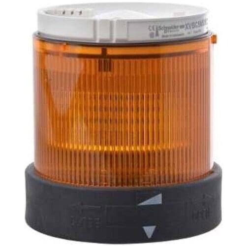 XVBC5B5 Illuminated unit for modular tower lights, plastic, orange, Ø70, flashing, integral LED, 24 V AC/DC