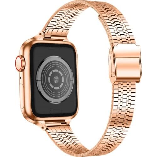 Stainless Steel Bracelet for Apple Watch Bands 40mm 44mm 38mm 42mm Women Slim Metal Strap for iWatch 6/5/4/3/2/1 SE Wristband