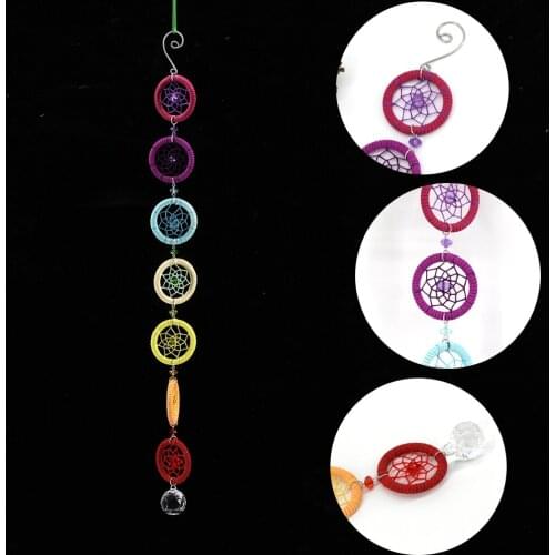 Chakra Muladhar Dreamcatcher 7 Rings Colorful Dream Catcher Home Wall Hanging Decor Car Pendant Ornament Gift Wind Chimes