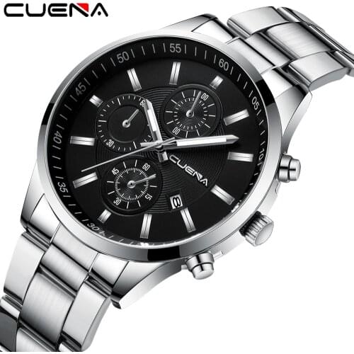 CUENA New mens watches Fashion Top Brand Luxury Quartz Watch Military Sport watch Full Steel men Male Clock Relogio Masculino