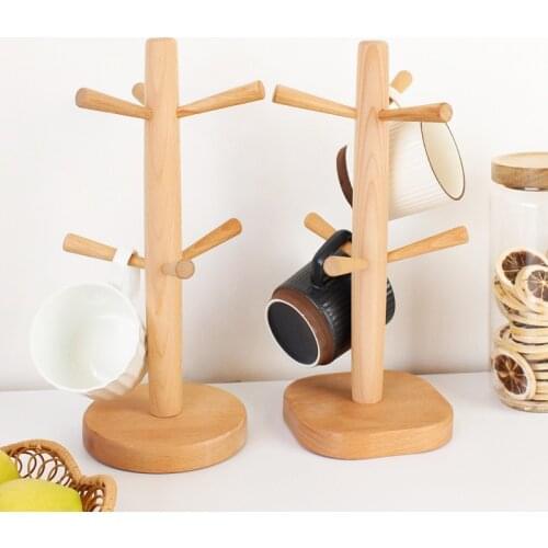 Tree Shape Wooden Coffee Tea Cup Rack Storage Holder Stand Home Kitchen Mug Hanging Display Drinkware Shelf Tabletop Decor