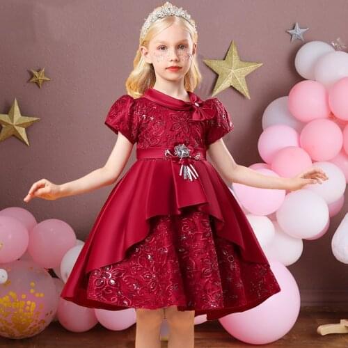 Kids Princess Dress for Girls Christmas Wedding Party Ball Gown Embroidered Elegant Prom Dresses Children Formal Evening Clothes