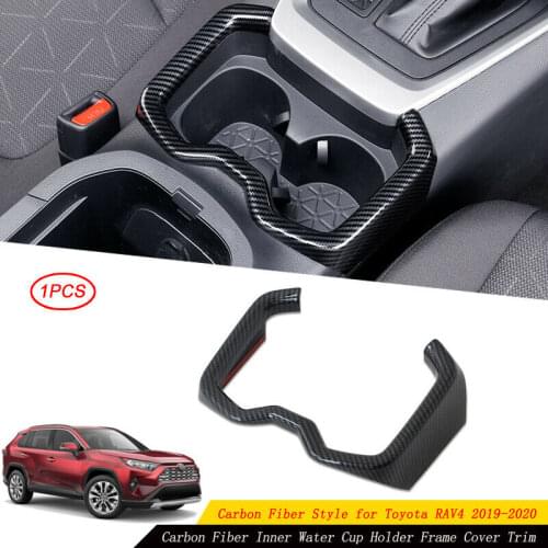 For Toyota RAV4 2019-2021 Carbon Fiber Inner Water Cup Holder Frame Cover Trim