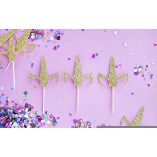 Unicorn Horn Cupcake Toppers Birthday Party Decorations Kids Paper Unicorn Party Cupcake Decorations Baby Shower Party Supplies