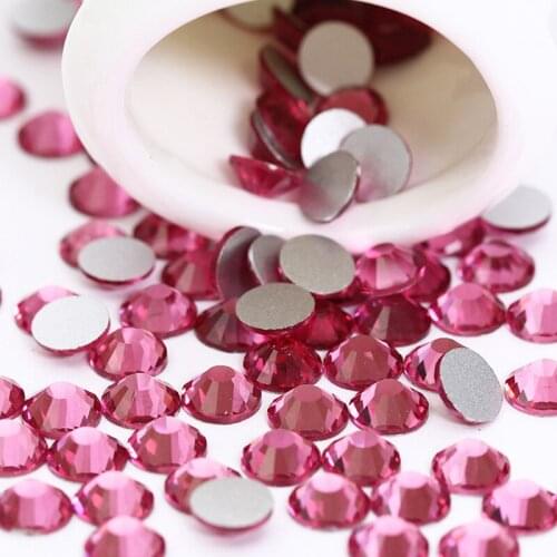 Good Quality ss3-ss34 Rose Flat Back Nail Art Glue On Crystal Stones / Non Hotfix Rhinestones