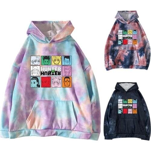 2021 Tie-dye Hoodie Anime Hunter X Hunter Killua Leorio Kurapika Gon Hisoka Pullover Hoodie Streetswear Tops