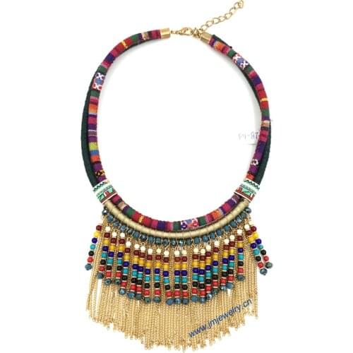 Fashion jewelry handmade Luxury necklace wholesale Bohemia collier long fringe tassel Necklace sea beach summer style