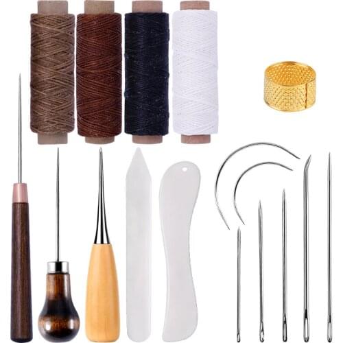 LMDZ Leather Craft Kit Folder Paper Creaser Plastic Bone Tool Hand Sewing Punch Work Saddle Set Accessories DIY Tool Set