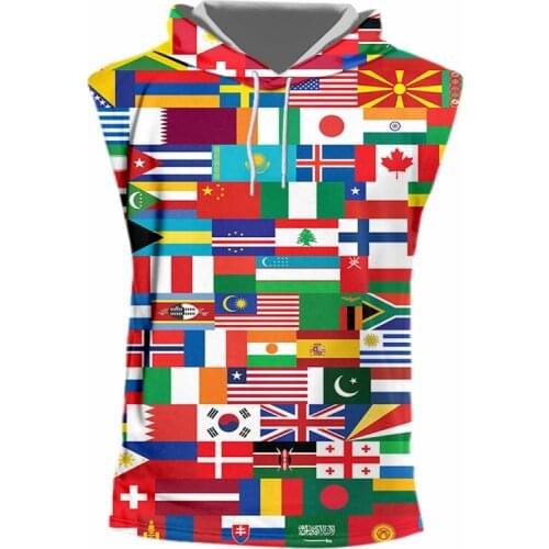 IFPD Flag Patchwork Pattern New Hooded Tank Tops 3d Print For Men/women Funny Casual Streetwear Oversize Sleeveless Vest EU Size