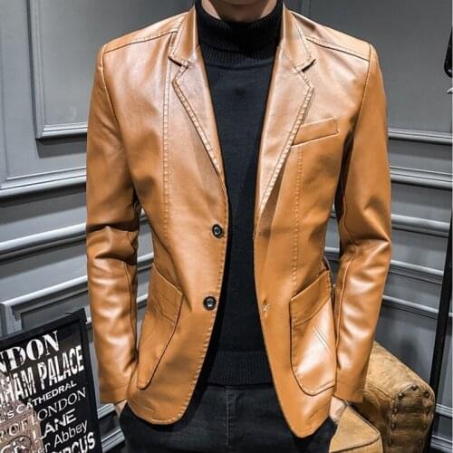 Fall 2019 New Suit Leather Jacket Business Fashion MenS Jacket MenS Slim Fit Leather KK3085
