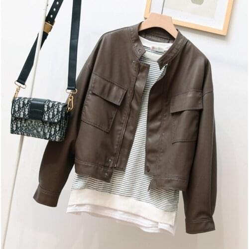 SEDUTMO Autumn Punk Slim Jacket Women Short PU Leather Coat Spring Biker Motorcycle Casual Outerwear ED1675