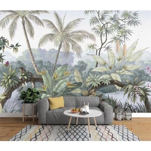 Custom Wallpaper Wall Murals Wall Stickers Retro Nostalgic Rainforest Tree Countryside Mural Background Wall