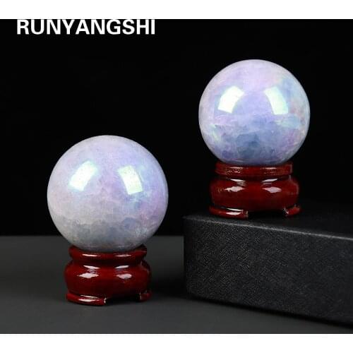 Natural Crystal Ball Polished Globe Massaging Ball Reiki Celestite Electroplating rainbow Healing Stone Exquisite Collect