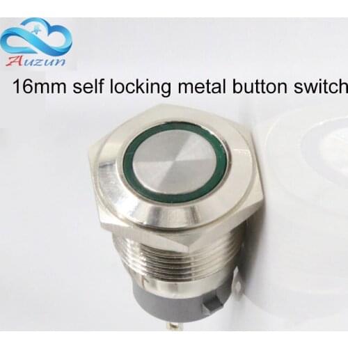 16mm self-locking metal push button switch short of large current 5A ring button 6V12V24V220V red blue green white yellow