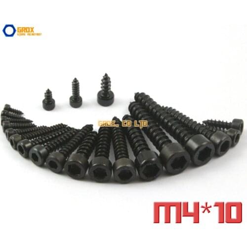 100 Pieces M4 x 10mm 8.8 Grade Alloy Steel Hexagon Socket Cap Head Self Tapping Screw Model Screw