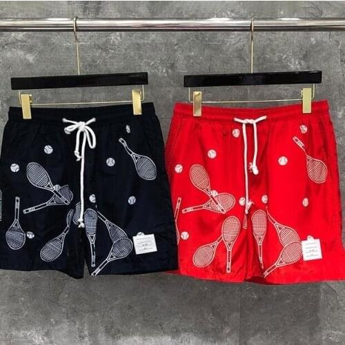 2021 Fashion Brand Casual Shorts Men Summer Beach Shorts Sports Trousers Tennis racket pattern Knee Length Shorts Ins