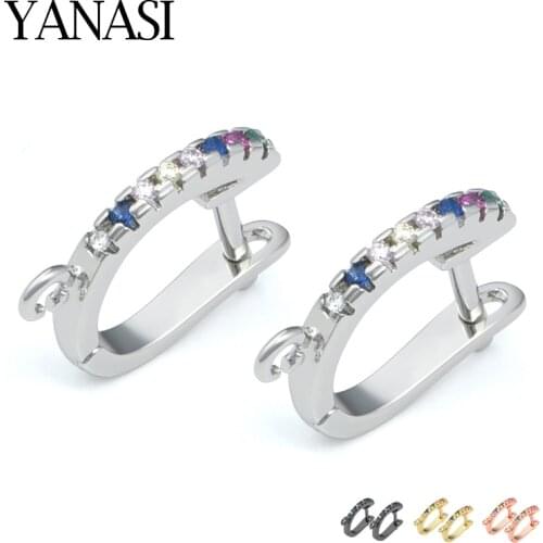 Colorful Cubic Zirconia Earring Hooks Clasps Accessories for DIY Earrings Jewelry Making Earwire Components