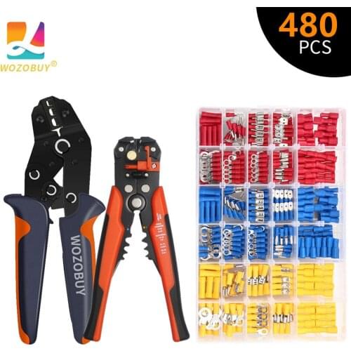 SN-02C Crimping Pliers for Shovel-Shaped Insulated Terminals, Wire Stripping Pliers and Wire Cutters, Electrician Hand Tool Kit