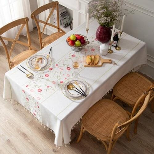 Modern And Simple Cotton And Linen Tassels Small Fresh Jacquard Tablecloth Rectangular Home TV Cabinet Coffee Table Tablecloth