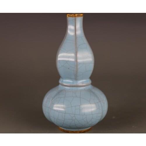 Antique Old Chinese SongDynasty porcelain vase,Ru kiln blue gourd bottle,Home Decoration,handmade crafts/Collection