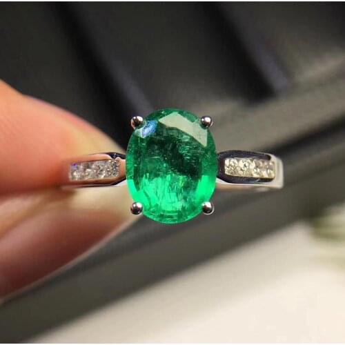 Natural and Real Original emerald ring Free shipping 925 sterling silve Gem 6*8mmFine jewelry for Man Or Woman