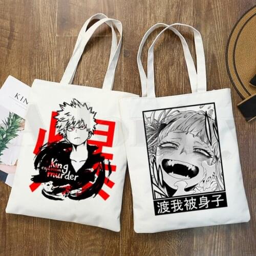 Boku No My Hero Academia Bakugou Himiko Toga Anime Handbags Shoulder Bags Casual Shopping Girls Handbag Women Elegant Canvas Bag