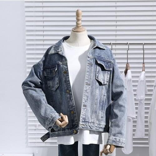 Spring Autumn Korean Loose Vintage Washed Blue Denim Jacket Long sleeve Single-breasted Casual Jeans Jacket Female Basic Outwear