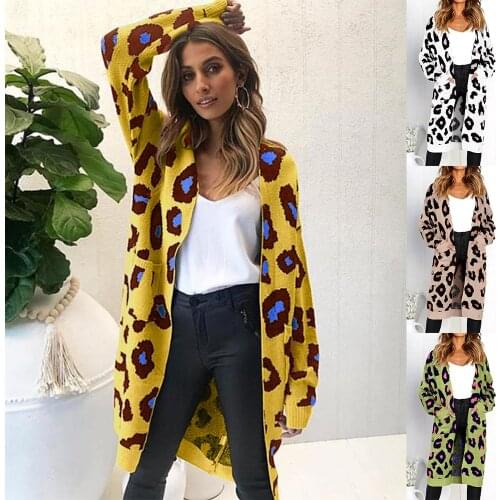 S-XL autumn winter women sweater casual leisure street style long cardigan floral print knit sweater women