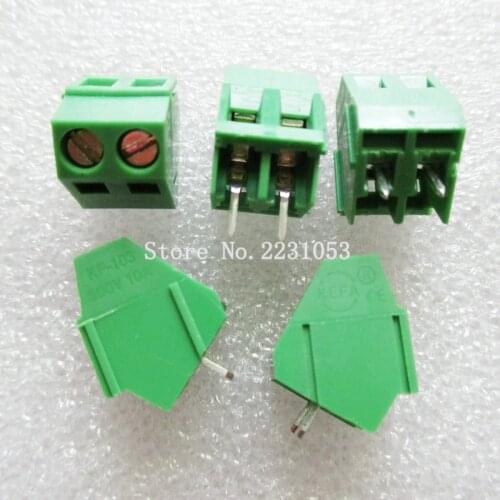 10PCS/LOT Terminals KF103-5.08-2P KF103-2P 300V 10A Screw 2Pin 5.08mm Straight Pin PCB Screw Terminal Block Connector 22-12A WG