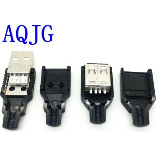 10 pcs per lot DIY USB 2.0 A type Male Female Assembly Adapter Connector Plug Socket black solder type plastic shell